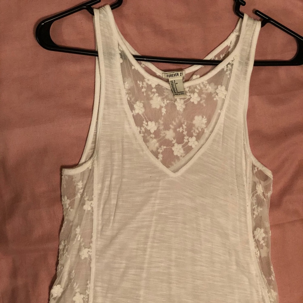 Forever21 lace sheer tank top